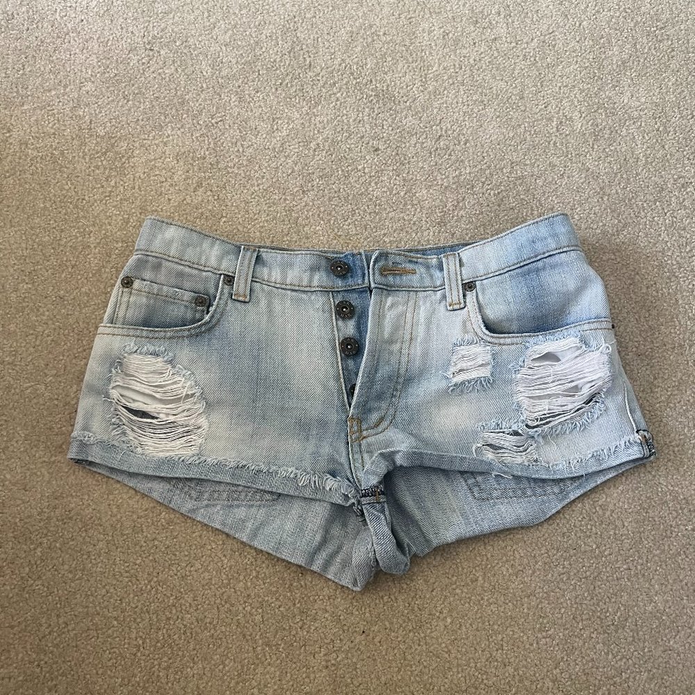 Carmar Ripped Denim Shorts, Size 26, Light Wash